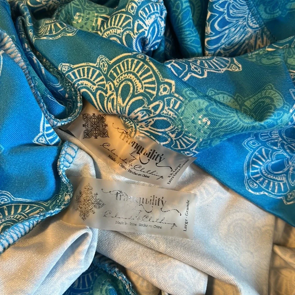 Tranquility, slimming skirt, wide cinched waist band, aqua blues & white_6